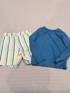 Old Navy Rash Guard & Striped Swim Trunks Set Size 5T